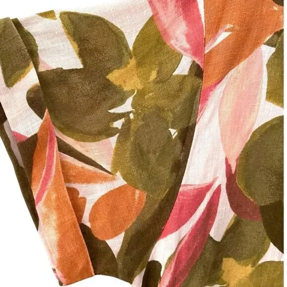 Tahari 100% Linen Floral Patterned Polo Shirt Dress in Size Large - Picture 9 of 13